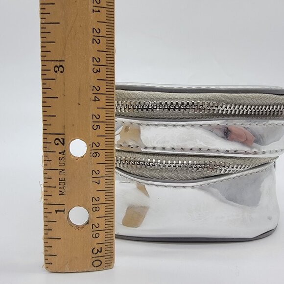 Paco Rabanne Metallic Silver Pouch Travel Bag Vanity Case Wristlet - Picture 6 of 10